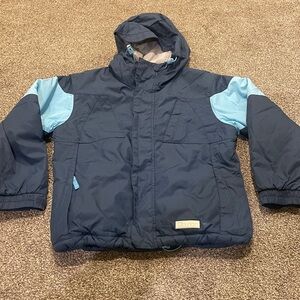 Kid burton ski snowboard jacket youth medium size 10-11 navy blue hood